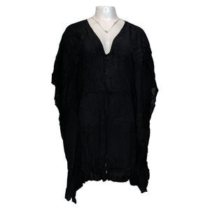 Jantzen Women's Dress Sz S Caftan Cover-Up with Tassel Trim Detail Black A395739